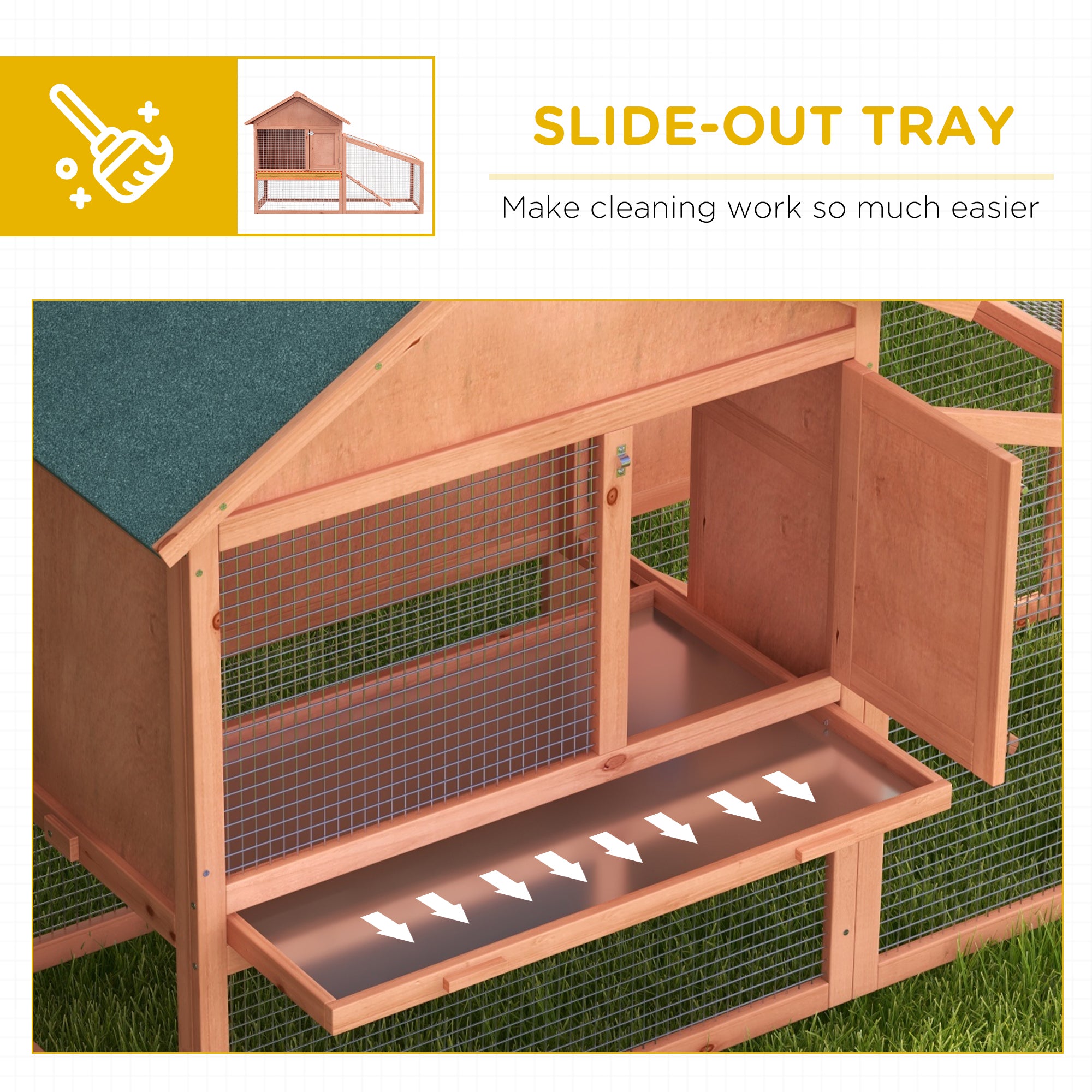 2 Tier Rabbit Hutch Outdoor Bunny House Guinea Pig Cage with Removable Tray, Ramp, Asphalt Roof