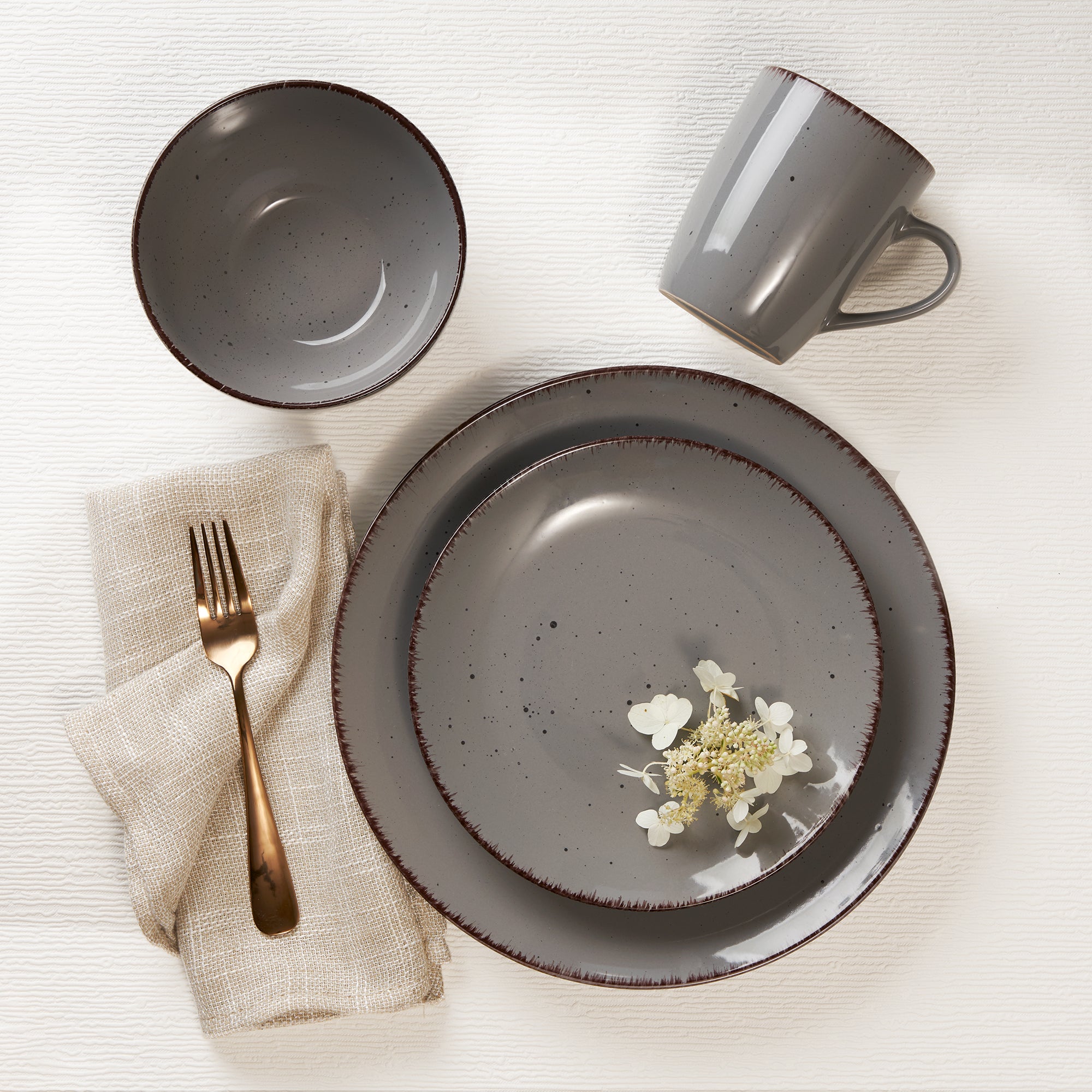Utopia 16pc Stoneware Dinnerware Set - Grey-Dinnerware-DECOROLALA