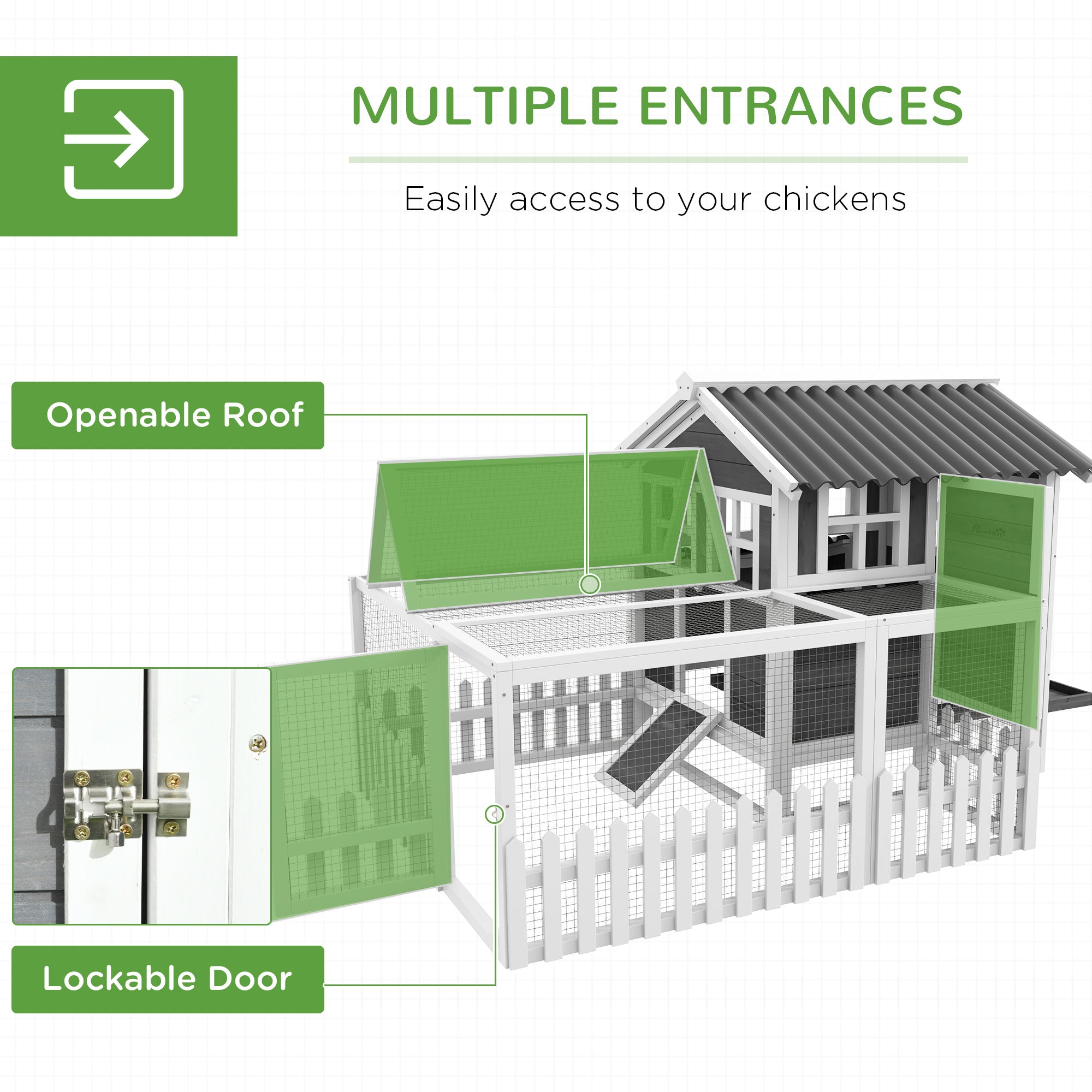 Wooden Chicken Coop with Run for 1-2 Chicken, Bunnies, Ducks
