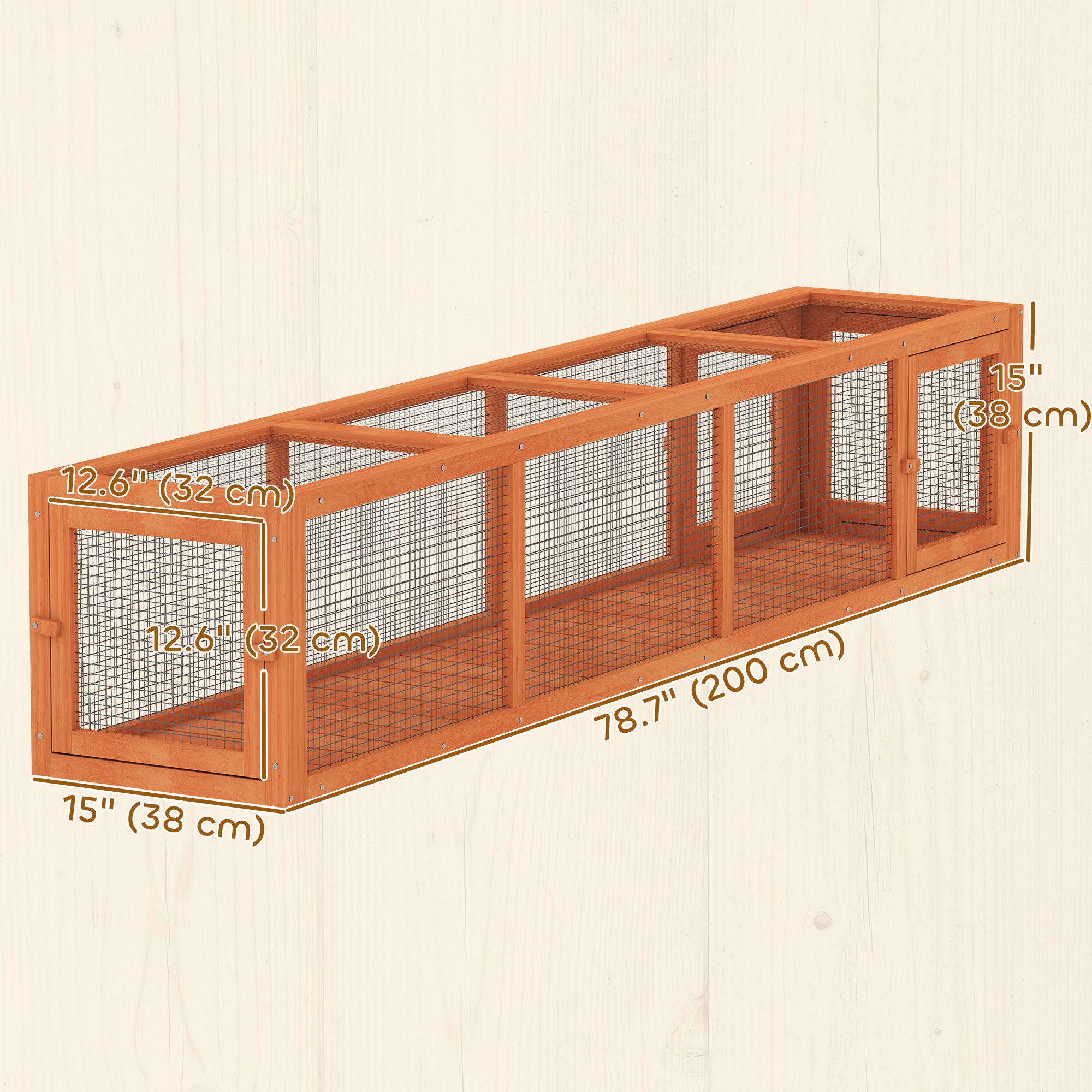 79" Long Cat Tunnel, Cat shelter L- Shape with Extendable Design, Cat Enclosure for Indoor/Outdoor Use, Orange