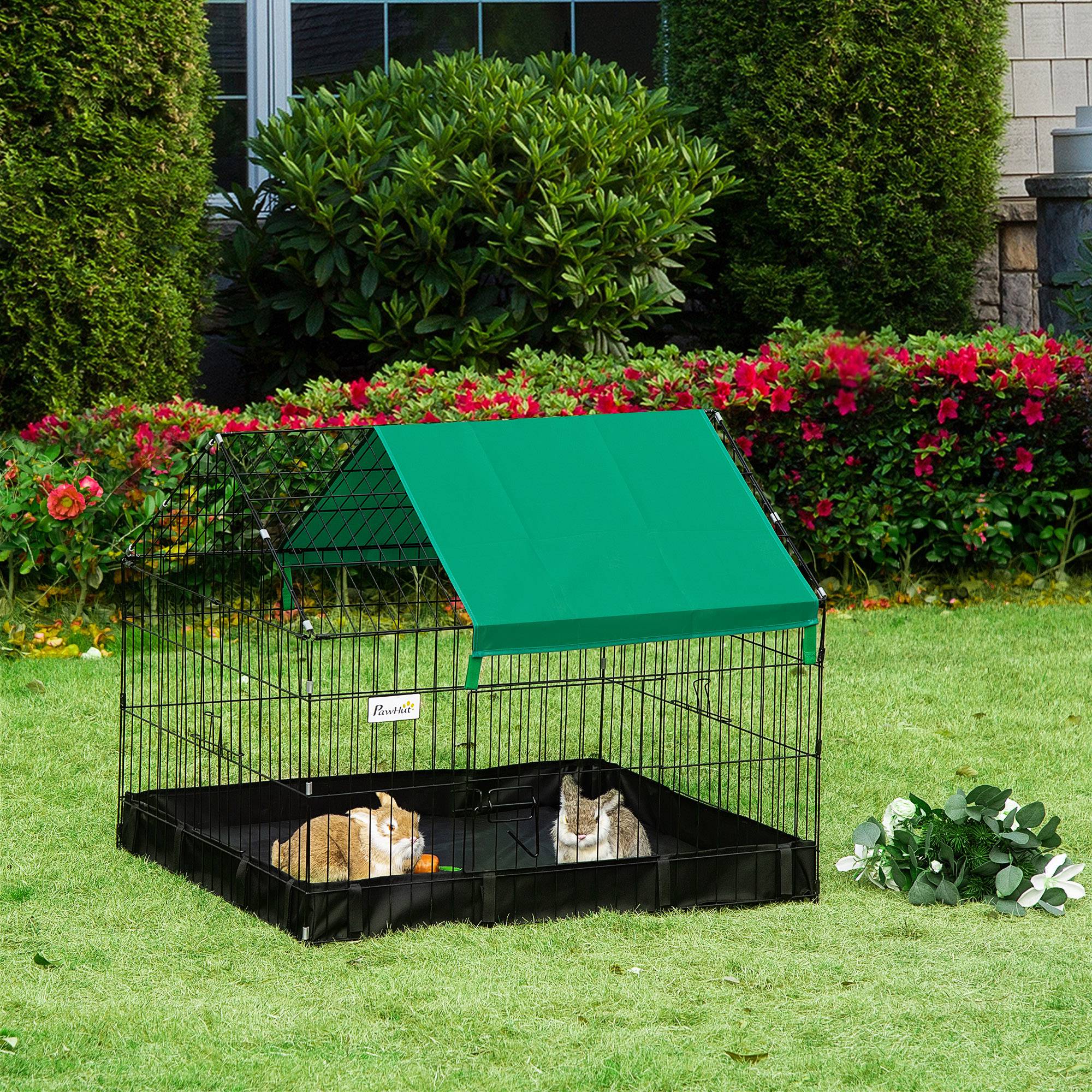 Cage métallique extérieure pour petits animaux, pour lapins et chats, noire