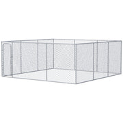 Parc pour chiens extérieur de 227.7 Sq. Ft. avec structure en acier galvanisé, pour chiens de petite et moyenne taille, 15.1' x 15.1' x 6'