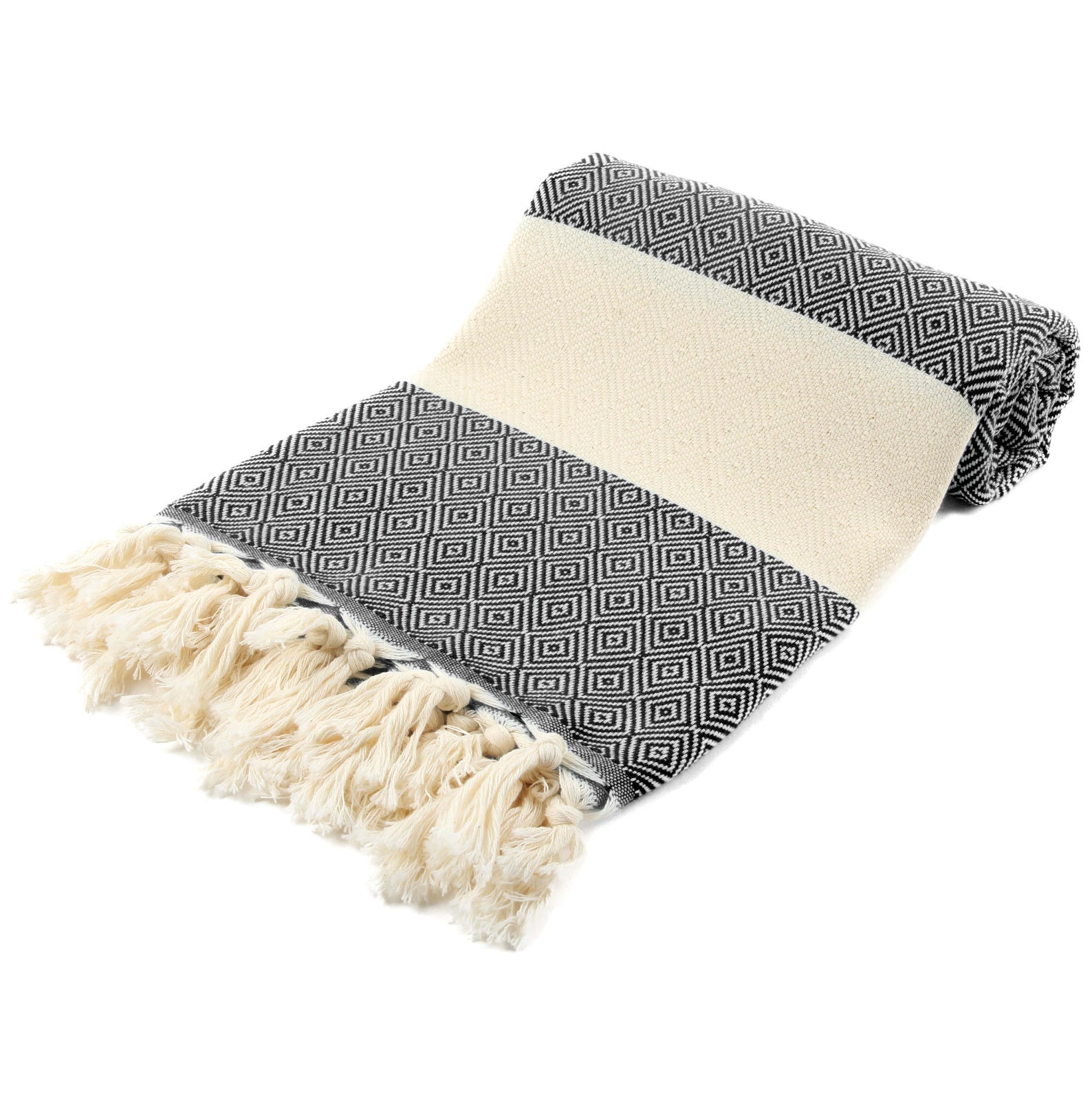 VENICE BLACK TURKISH TOWEL-Turkish Towel-DECOROLALA