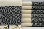 VENICE BLACK TURKISH TOWEL-Turkish Towel-DECOROLALA