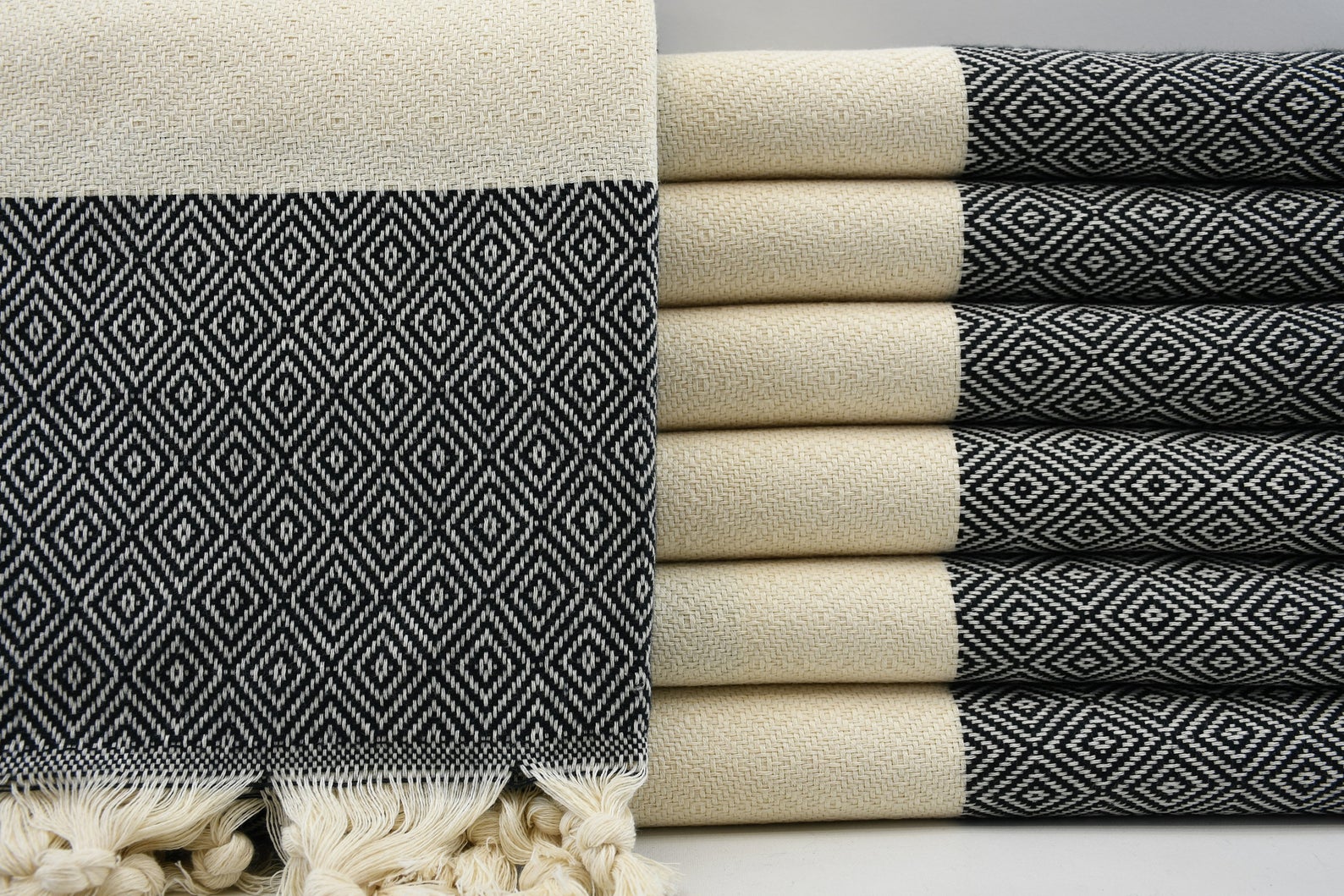 VENICE BLACK TURKISH TOWEL-Turkish Towel-DECOROLALA