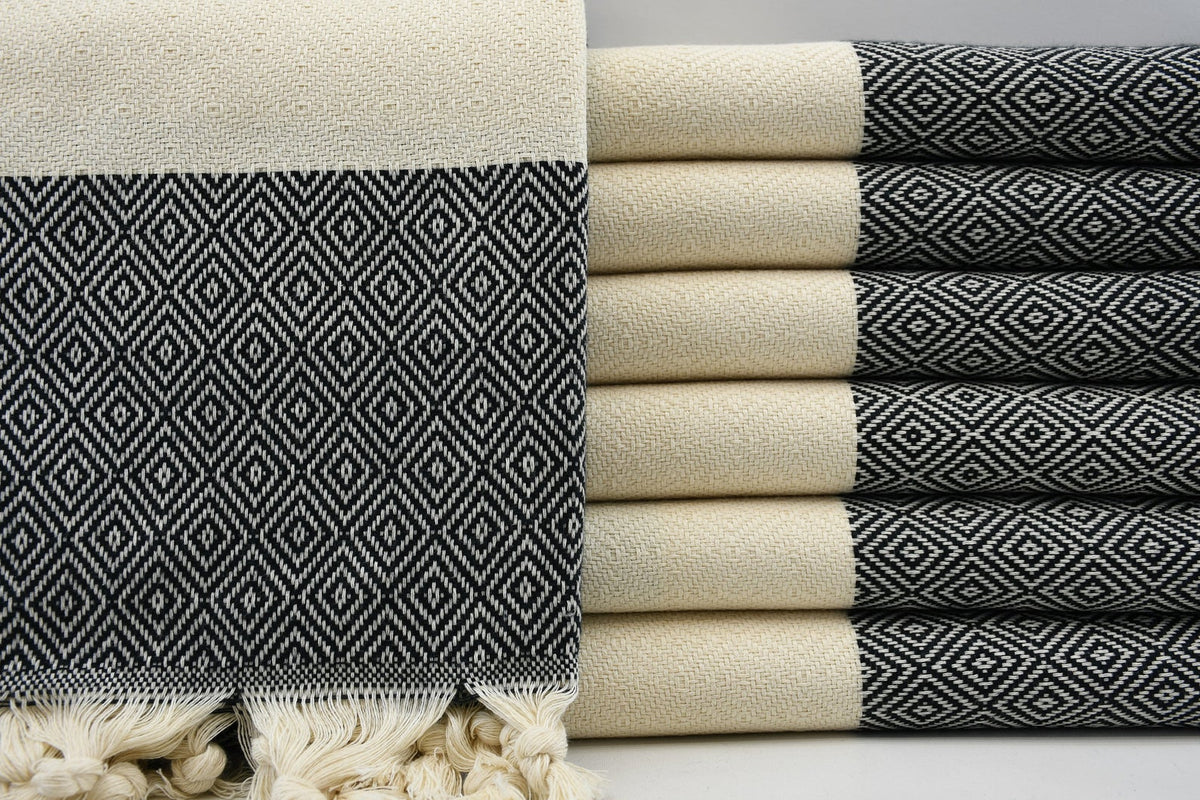 VENICE Black Turkish Towel 40"x70"-Bath Towels-DECOROLALA