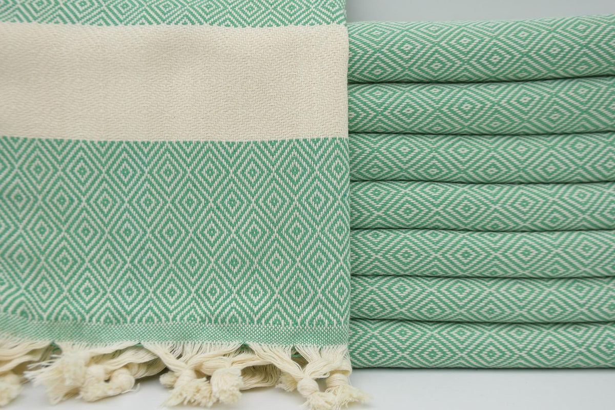 VENICE GREEN TURKISH TOWEL-Bath Towels-DECOROLALA