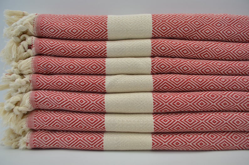 VENICE RED TURKISH TOWEL 40"X70"-Turkish Towel-DECOROLALA