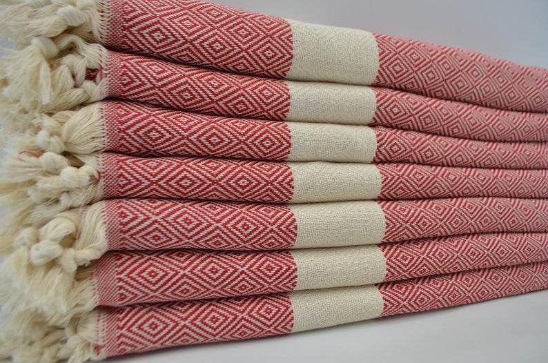 VENICE RED TURKISH TOWEL 40"X70"-Turkish Towel-DECOROLALA