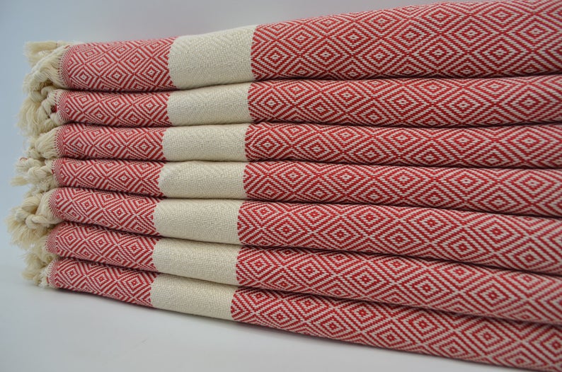 VENICE RED TURKISH TOWEL 40"X70"-Turkish Towel-DECOROLALA