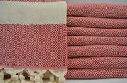 VENICE RED TURKISH TOWEL-Turkish Towel-DECOROLALA