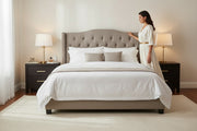 Valente Button-Tufted Headboard - Stone-Bedroom-DECOROLALA