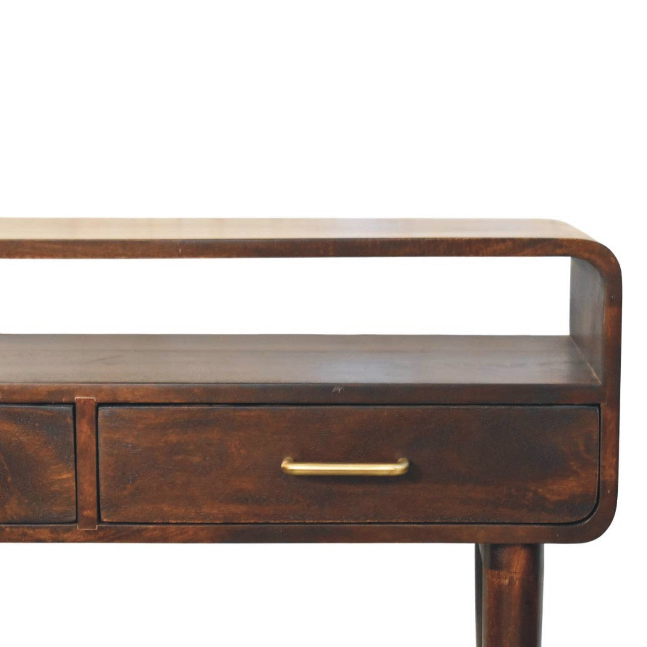 Valenza Console Table - Solid Mango Wood Velvet Mocha 2-Drawer-Coffee Table-DECOROLALA