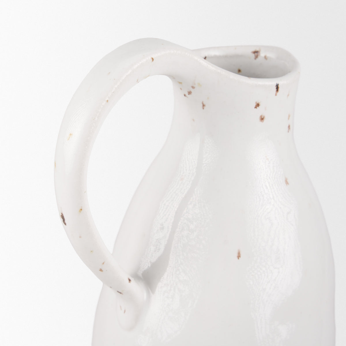 Valora Speckled Cream and Light Beige Ceramic Jug Vase-Decorative Jars & Urns-DECOROLALA