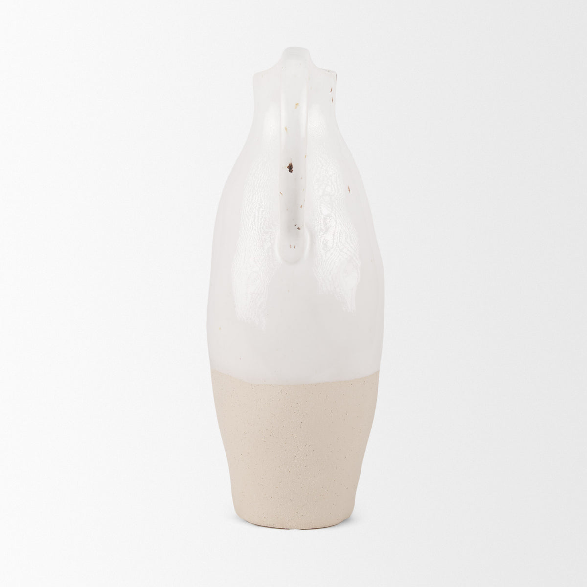 Valora Speckled Cream and Light Beige Ceramic Jug Vase-Decorative Jars & Urns-DECOROLALA