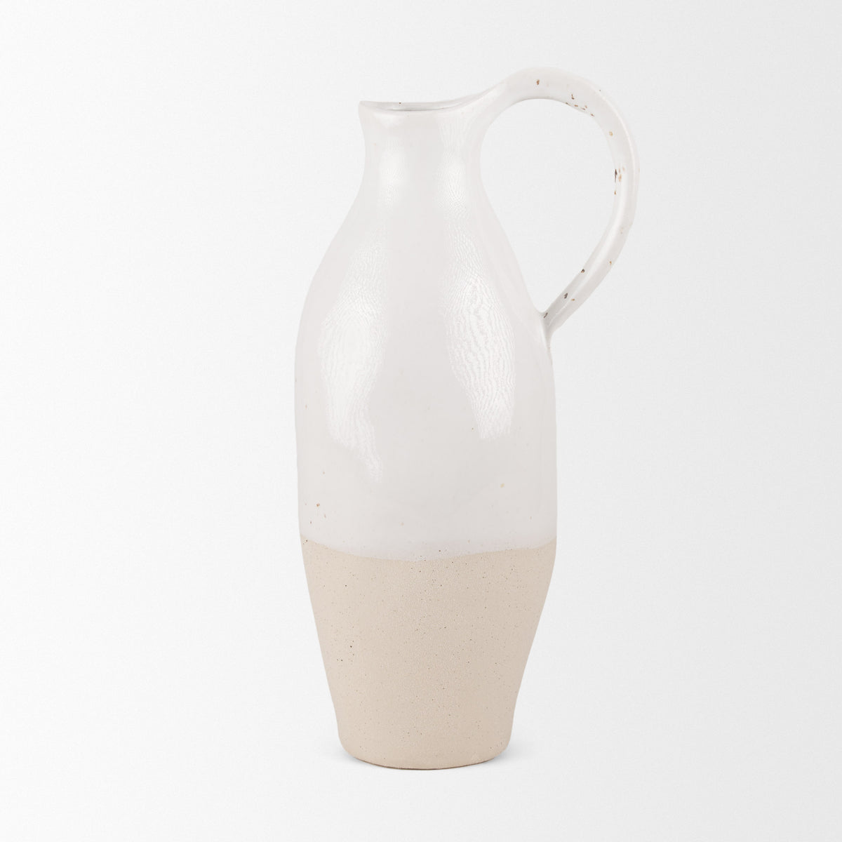 Valora Speckled Cream w/ Light Beige Ceramic Jug-Jars Jugs Urns-DECOROLALA