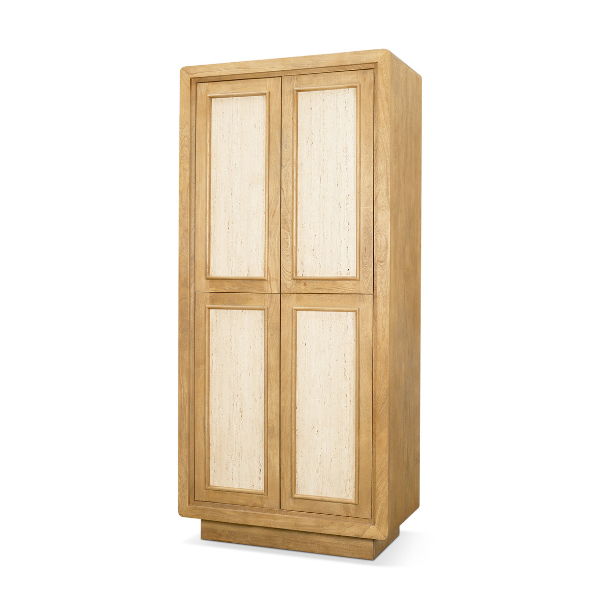 Valterra Dark Wood w/ Cappuccino Marble 4 Door Tall Cabinet-Cabinets-DECOROLALA