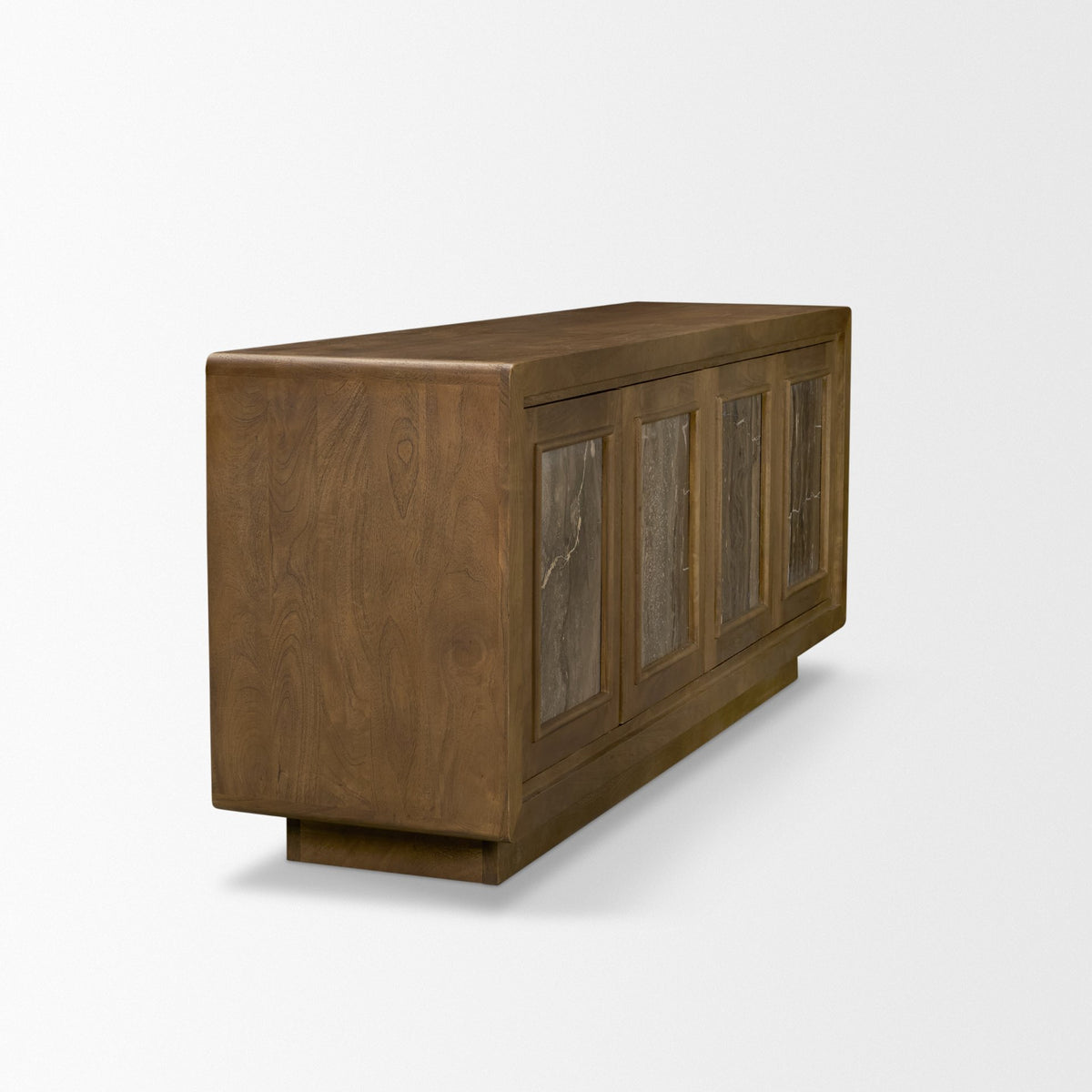 Valterra Light Brown Wood w/ Travertine 4 Door Sideboard-Sideboards & Buffets-DECOROLALA