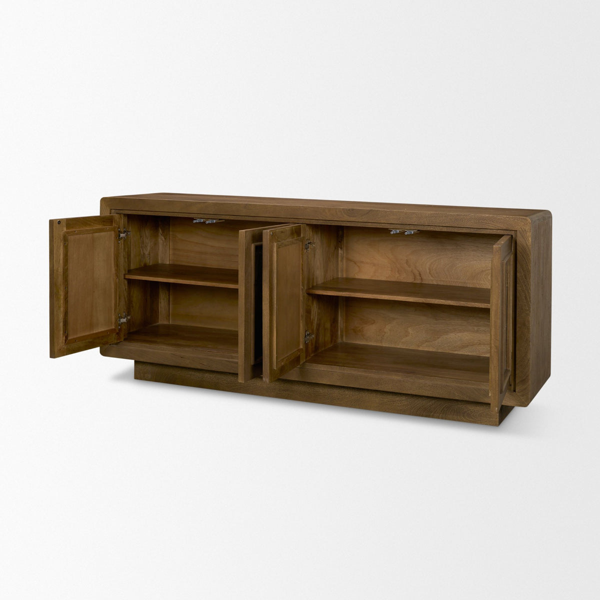 Valterra Light Brown Wood w/ Travertine 4 Door Sideboard-Sideboards & Buffets-DECOROLALA