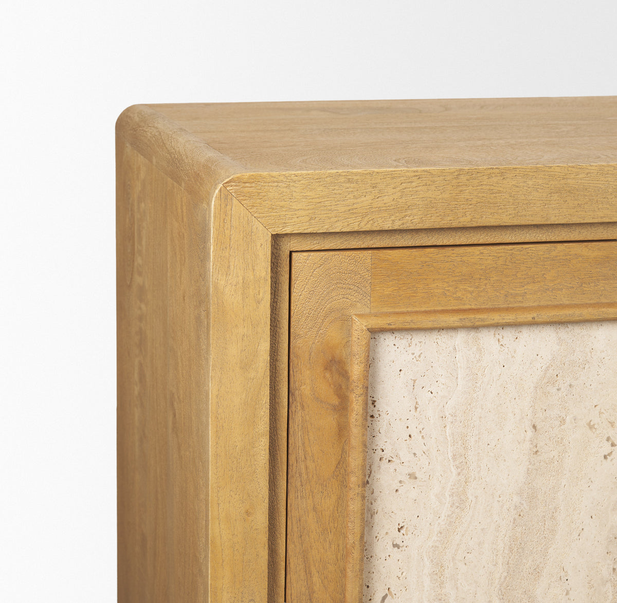 Valterra Light Brown Wood w/ Travertine 4 Door Sideboard-Sideboards & Buffets-DECOROLALA