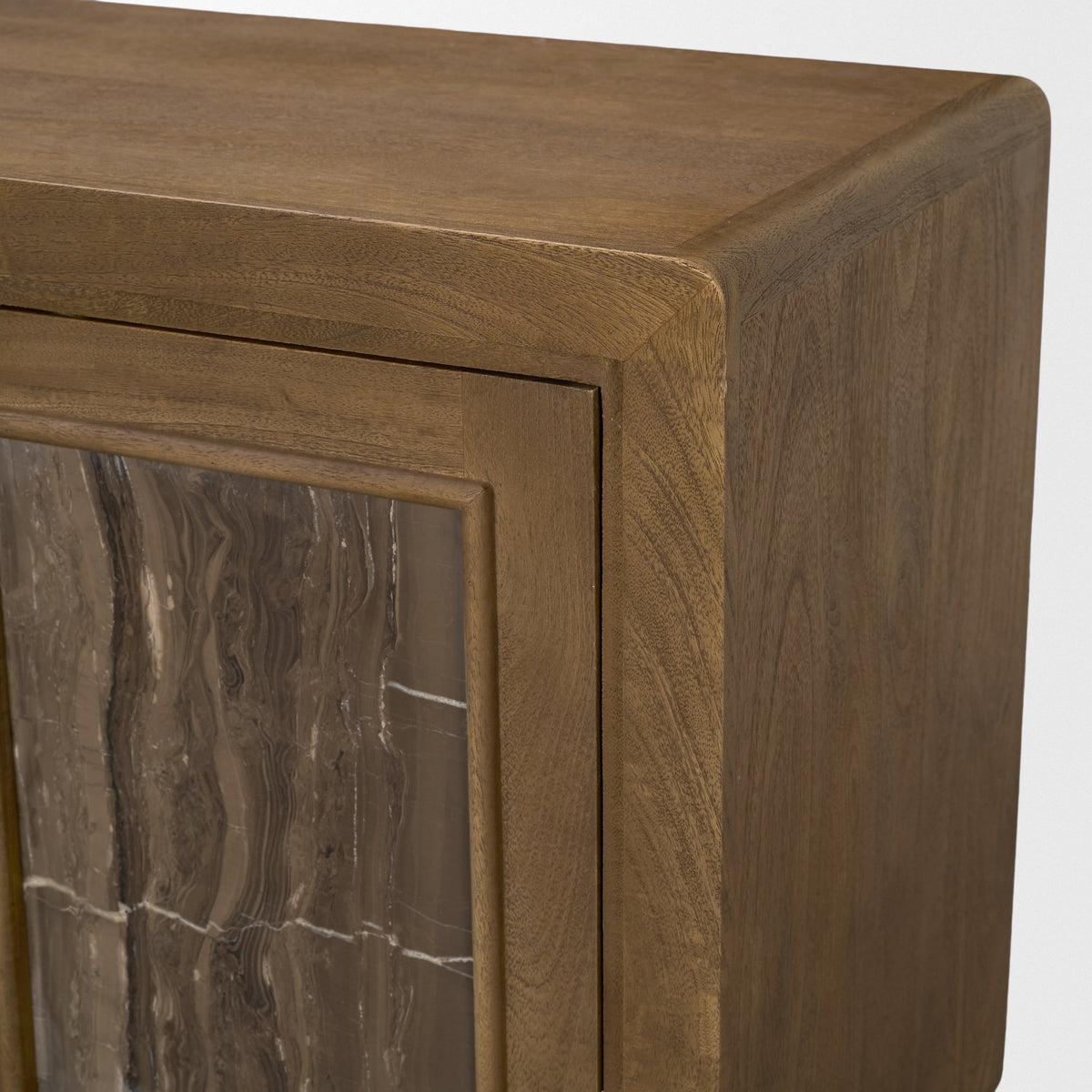 Valterra Light Brown Wood w/ Travertine 4 Door Sideboard-Sideboards & Buffets-DECOROLALA