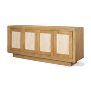 Valterra Light Brown Wood w/ Travertine 4 Door Sideboard-Sideboards & Buffets-DECOROLALA