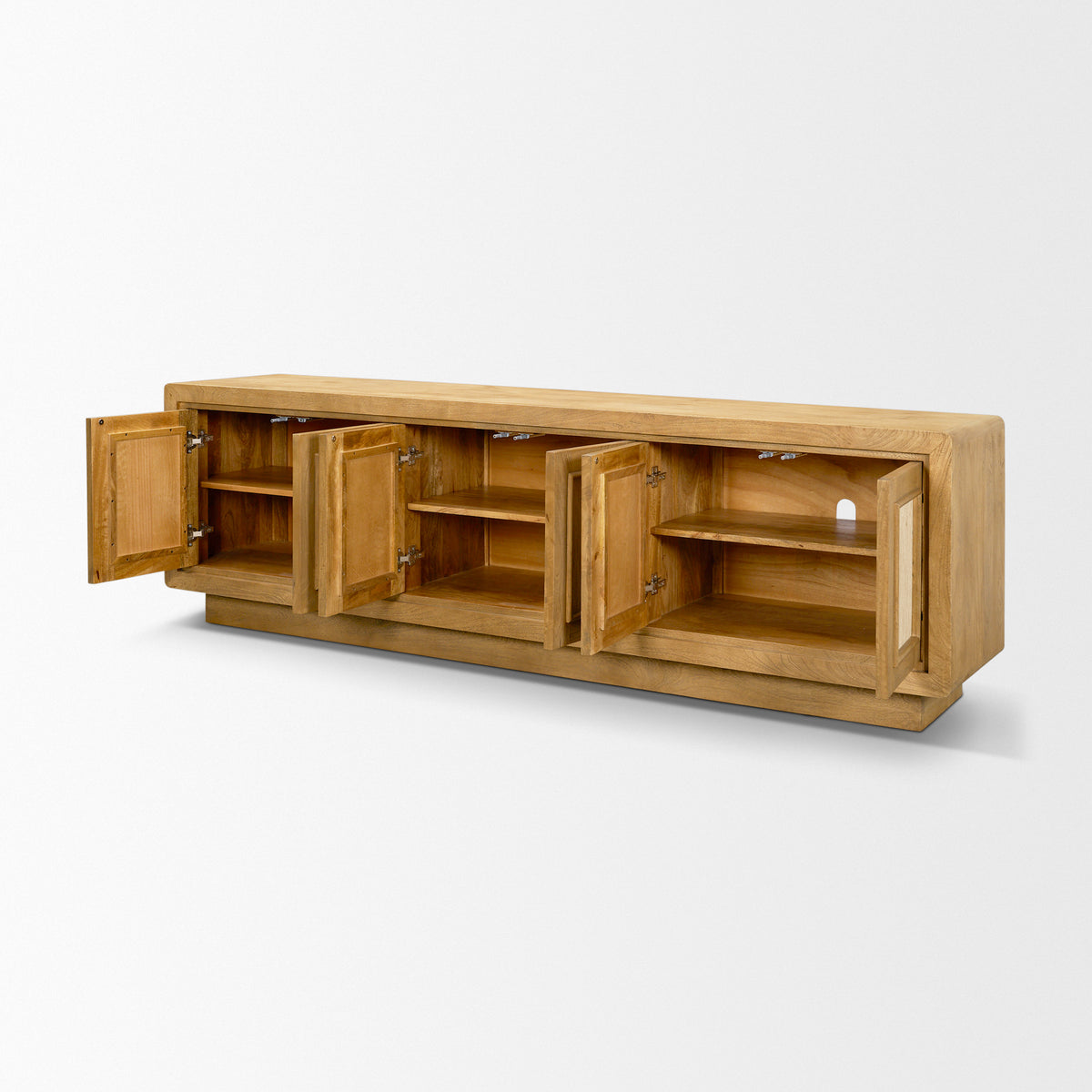 Valterra Light Brown Wood w/ Travertine 6 Door Media Console-Media Console-DECOROLALA