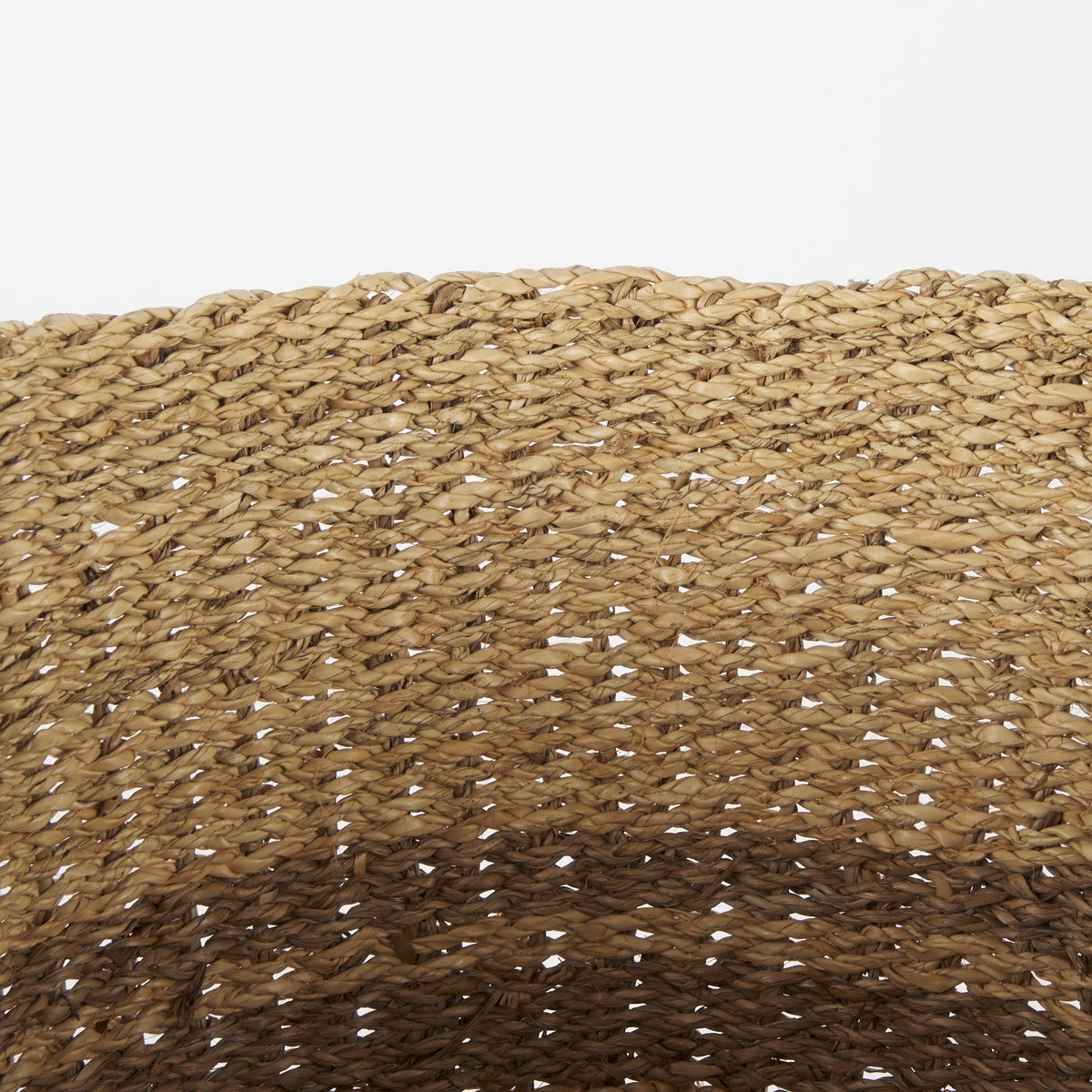 Vance 17.7L x 17.7W x 11.8H Light Brown Palm Leaf and Seagrass Round Basket W/ Handles-Decorative Baskets-DECOROLALA