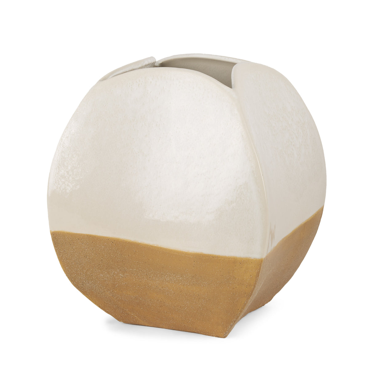 Vania Ceramic Vase - Off White and Tan-Vases-DECOROLALA