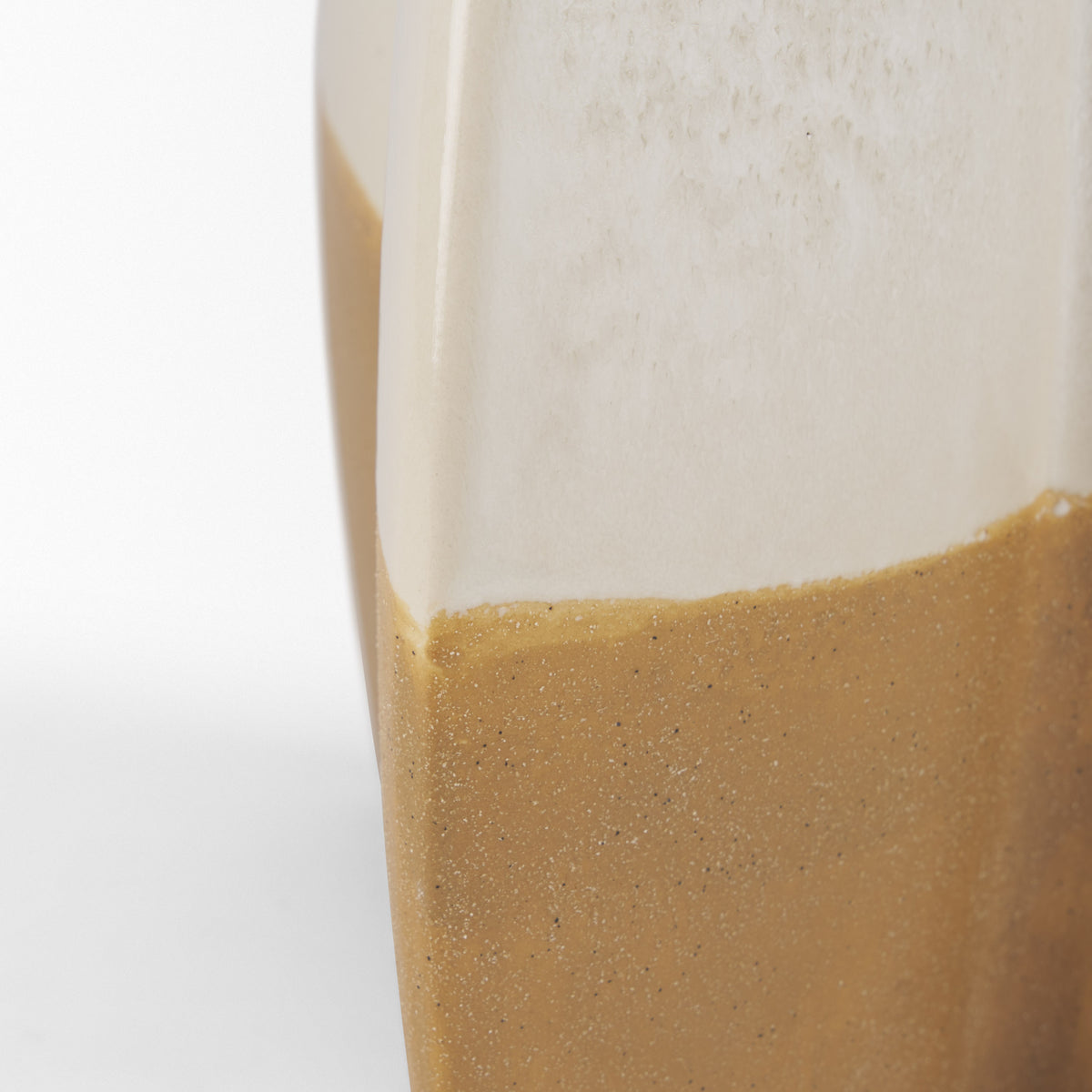 Vania Large Off White w/ Tan Textured Ceramic Vase-Vase-DECOROLALA