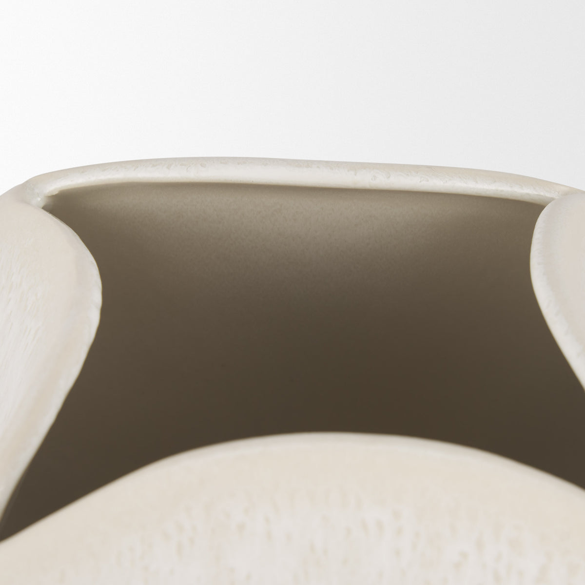 Vania Short Off White w/ Tan Textured Ceramic Vase-Vase-DECOROLALA