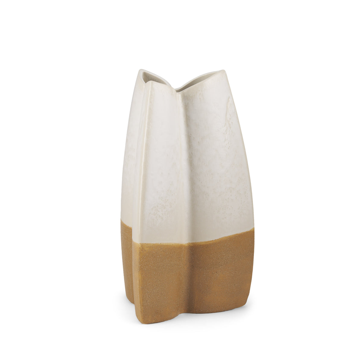 Vania Small Ceramic Vase - Off White and Tan-Vases-DECOROLALA