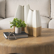 Vania Small Off White w/ Tan Textured Ceramic Vase-Vase-DECOROLALA