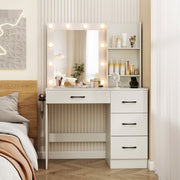 Vanity Desk with 3-Color Lights and Power Outlets-White-Makeup Vanities-DECOROLALA