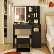 Vanity Desk with Mirror and Lights-Black-Makeup Vanities-DECOROLALA