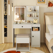 Vanity Desk with Mirror and Lights-White-Makeup Vanities-DECOROLALA