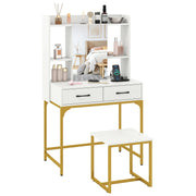 Vanity Desk with Storage Drawers and Charging Station-White-Makeup Vanities-DECOROLALA
