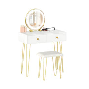Vanity Desk with with Lighted Adjustable Mirror for Bedroom-White-Makeup Vanities-DECOROLALA