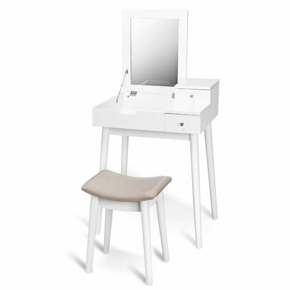 Vanity Dressing Table Set Flip Mirror Desk Furniture Stool-Makeup Vanities-DECOROLALA