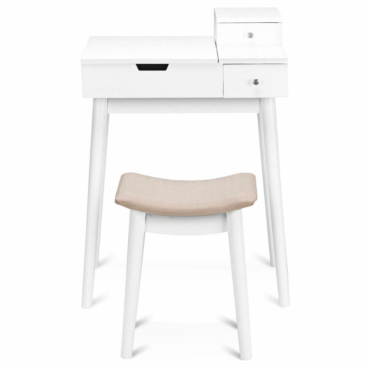 Vanity Dressing Table Set Flip Mirror Desk Furniture Stool-Makeup Vanities-DECOROLALA