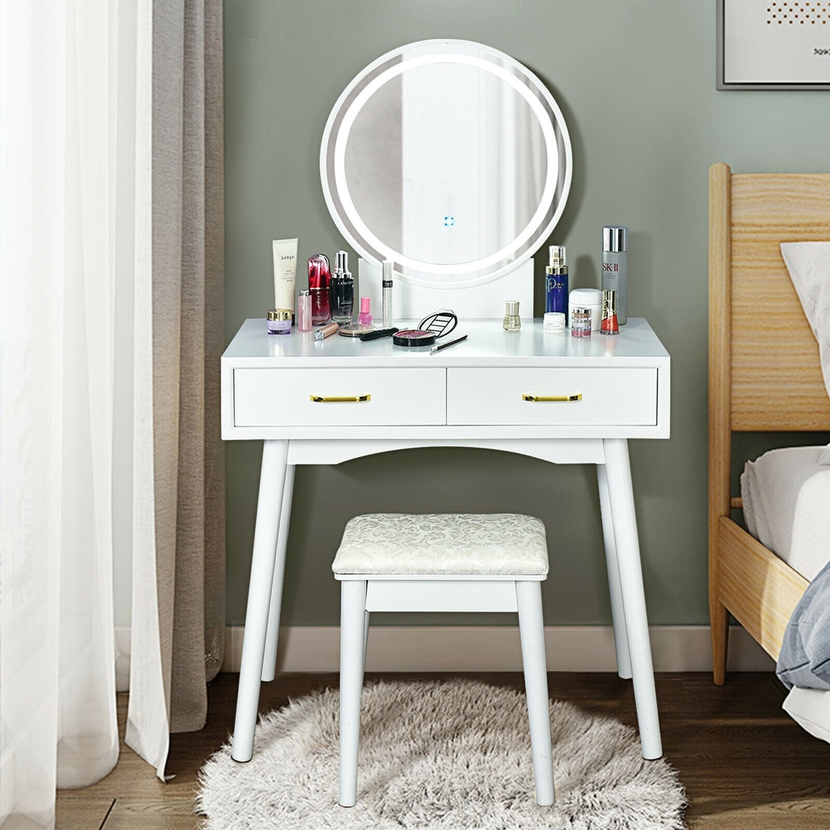 Vanity Dressing Table Set with 3 Lighting Modes-Makeup Vanities-DECOROLALA