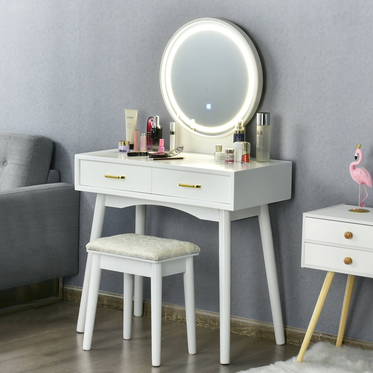 Vanity Dressing Table Set with 3 Lighting Modes-Makeup Vanities-DECOROLALA