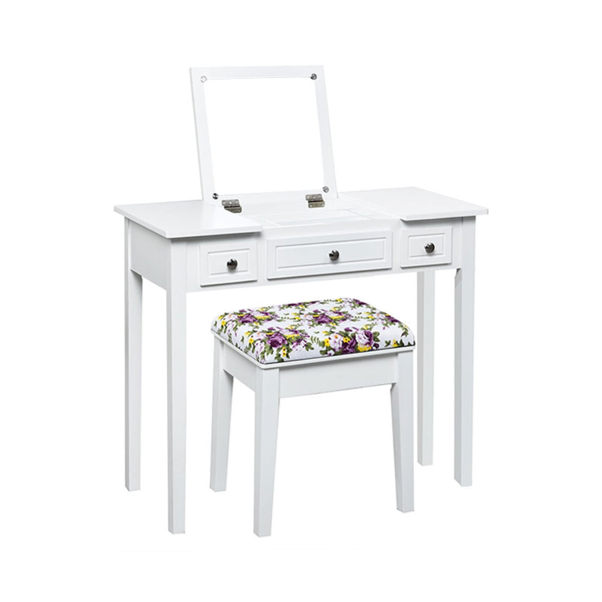 Vanity Dressing Table Set with Flip Top Mirror and 3 Drawers-Makeup Vanities-DECOROLALA