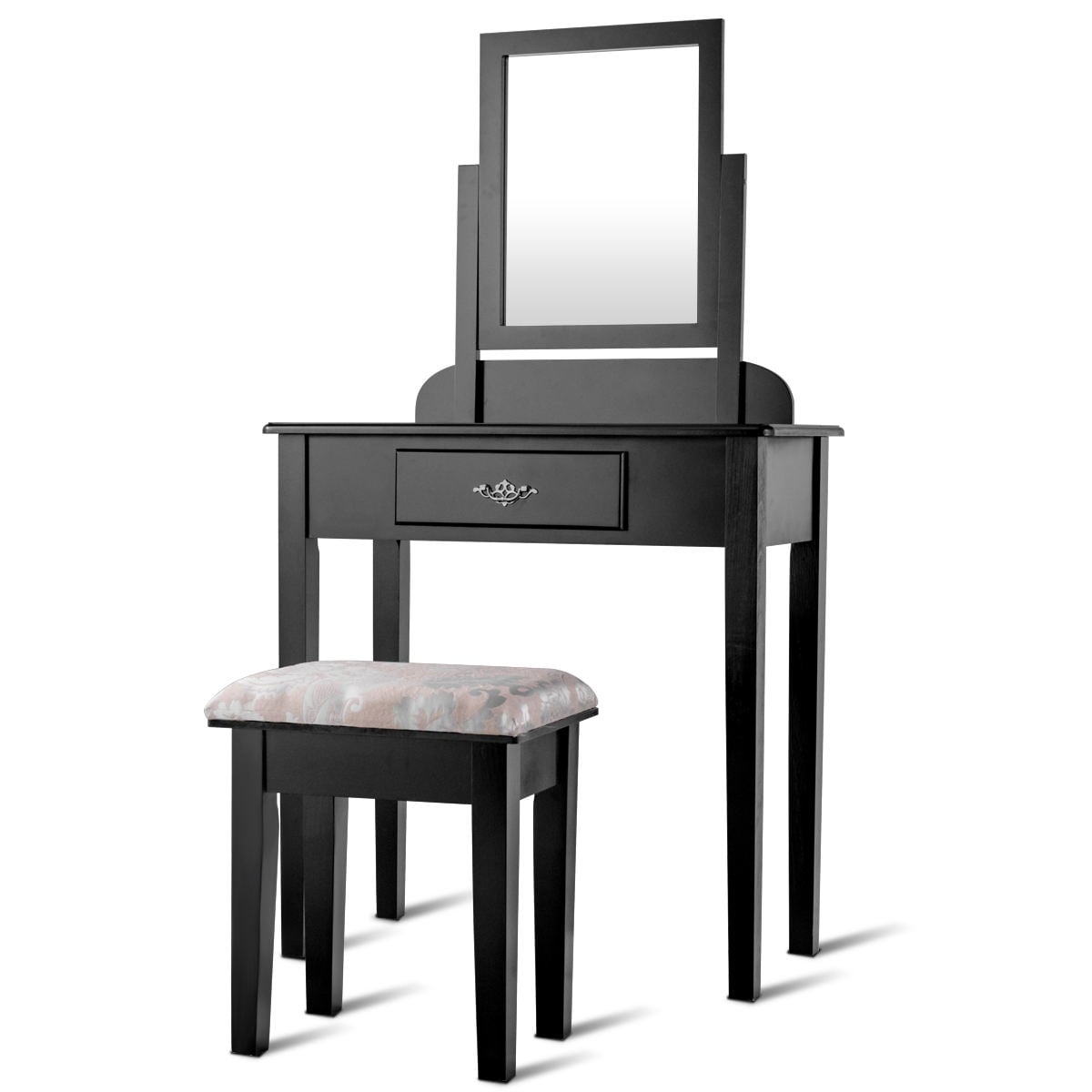 Vanity Dressing Table Stool Set with Large Makeup Mirror-Makeup Vanities-DECOROLALA
