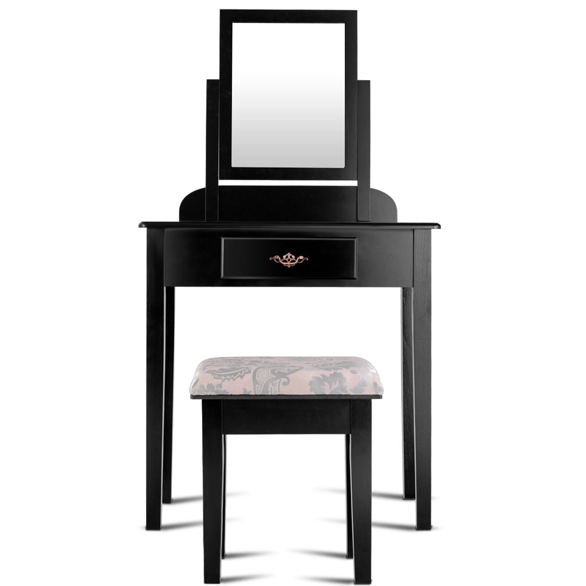 Vanity Dressing Table Stool Set with Large Makeup Mirror-Makeup Vanities-DECOROLALA