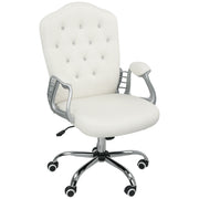 Vanity Office Chair - Off-White Velvet Tufted Desk Chair-Office Products > Office Furniture > Office Chairs > Task Chairs-DECOROLALA