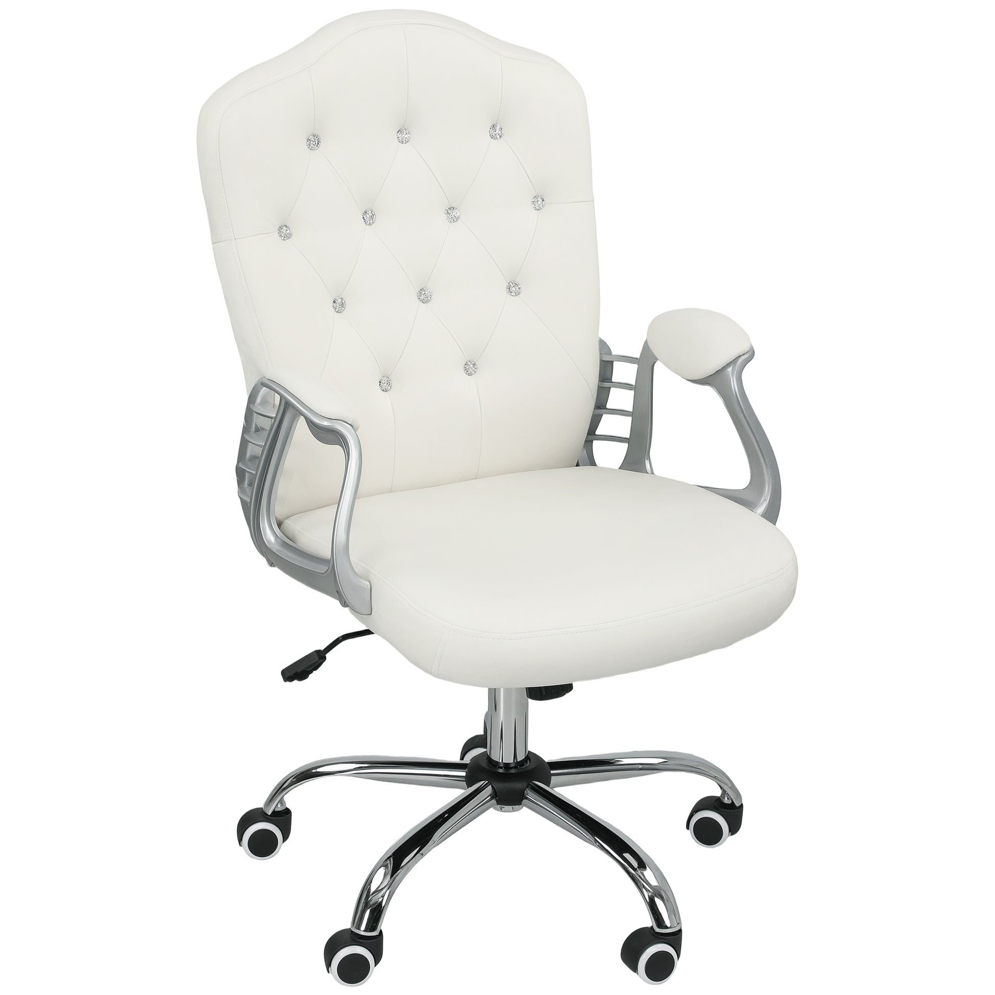 Vanity Office Chair - Off-White Velvet Tufted Desk Chair-Office Products > Office Furniture > Office Chairs > Task Chairs-DECOROLALA