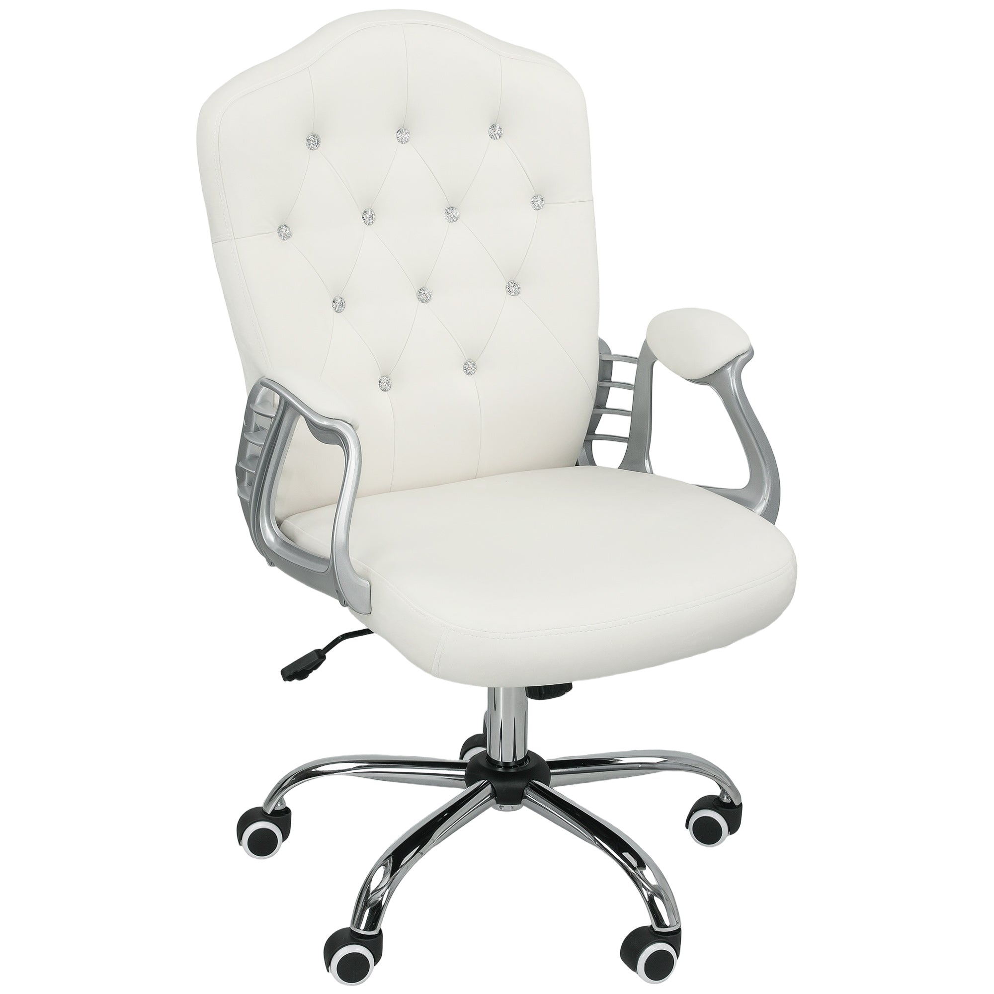 Vanity Office Chair - Off-White Velvet Tufted Desk Chair-Office Products > Office Furniture > Office Chairs > Task Chairs-DECOROLALA