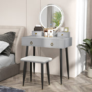 Vanity Table Set with Mirror-Gray-Makeup Vanities-DECOROLALA