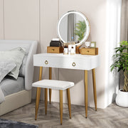 Vanity Table Set with Mirror-White-Makeup Vanities-DECOROLALA